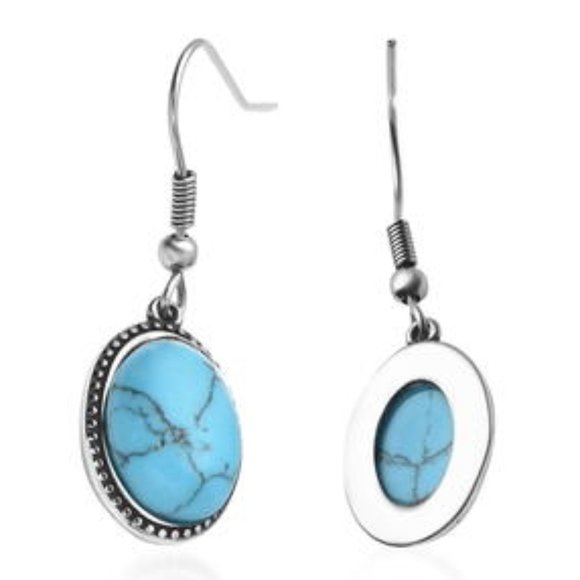 Blue Howlite Beaded Stretch Bracelet and perfectly matching Howlite Earrings NWT - Picture 8 of 11